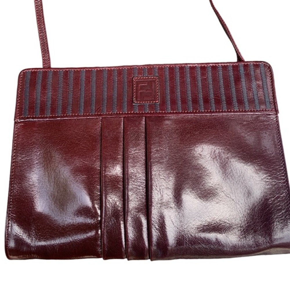 FENDI Leather Envelope Crossbody Bag Clutch Brown and Black Medium Sized Bag